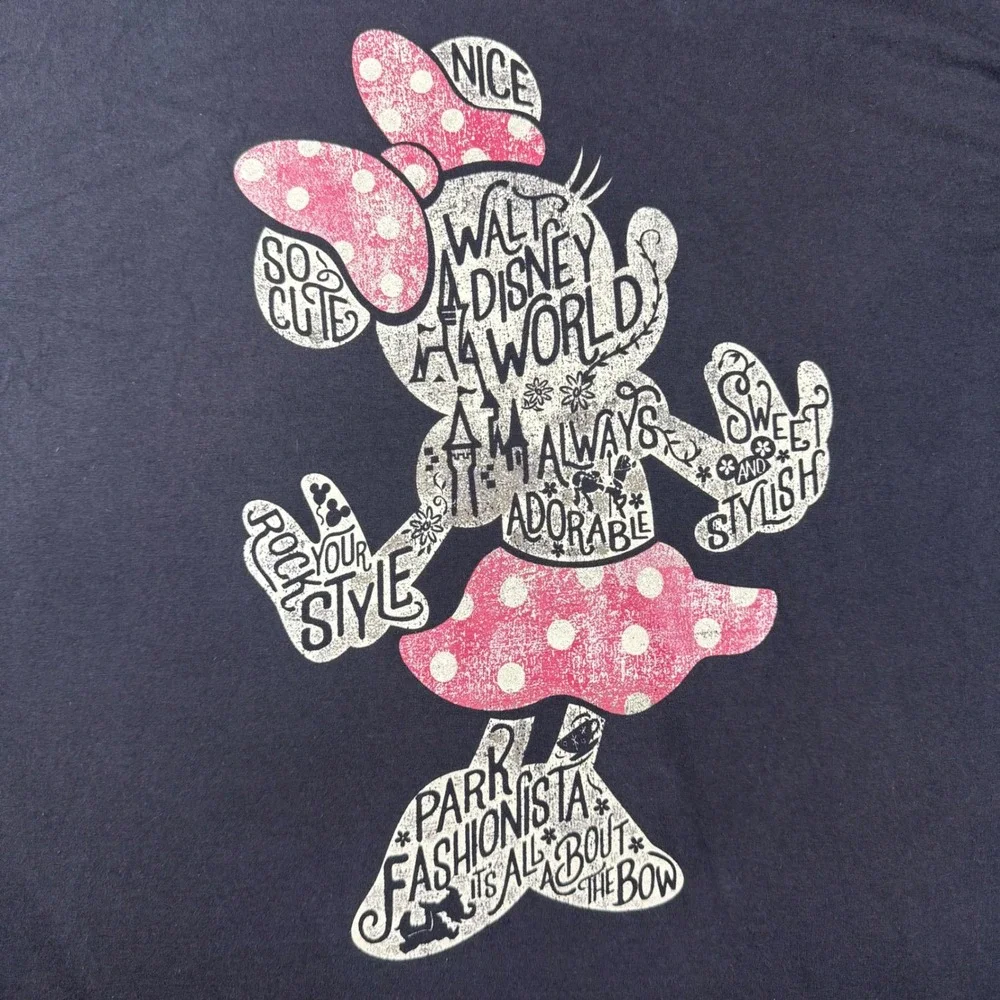 Disney Parks Minnie Mouse Graphic T-Shirt Black XL Hanes Beefy-T Walt Disney Wor - Picture 2 of 6